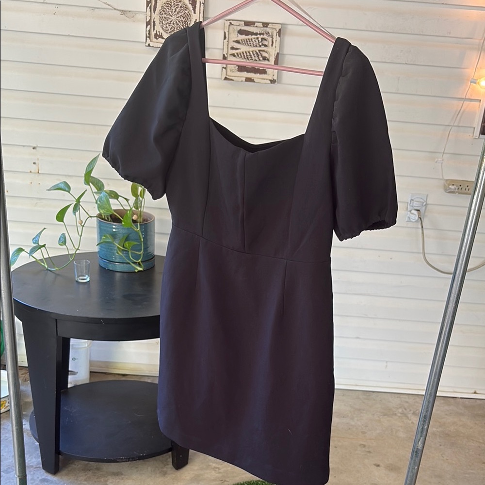 Elegant Black Puff Sleeve Dress